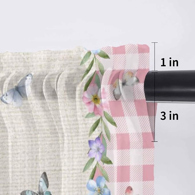 Easter Sheer Valances for Windows 42"x18", Light Filtering Kitchen Curtains - Image 7