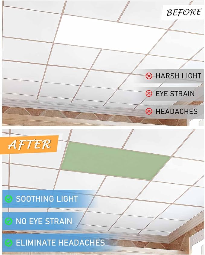 Fluorescent Light Covers for Ceiling Lights Sage Green Magnetic Light Filters 4 - Image 6