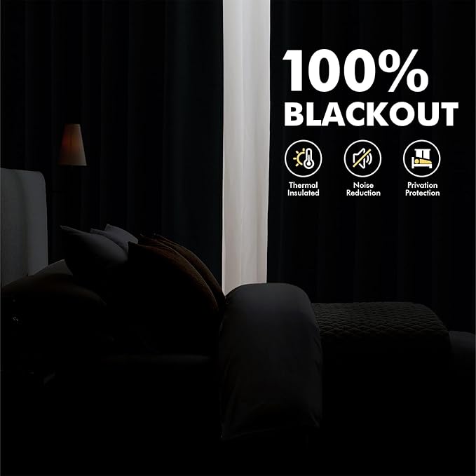 MIULEE 100% Blackout Linen Curtains for Bedroom, Greyish White Solid Luxury Decor Thermal Insulation Room Darkening Drapes for Living Room Nursery Back Tab Rod Pocket 42 x 72 Inches, 2 Panels