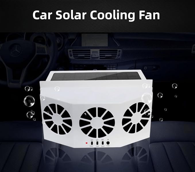 Solar Powered Car Window Exhaust Fan | 3 Fan Car Solar Power Air Vent Radiator - Image 3