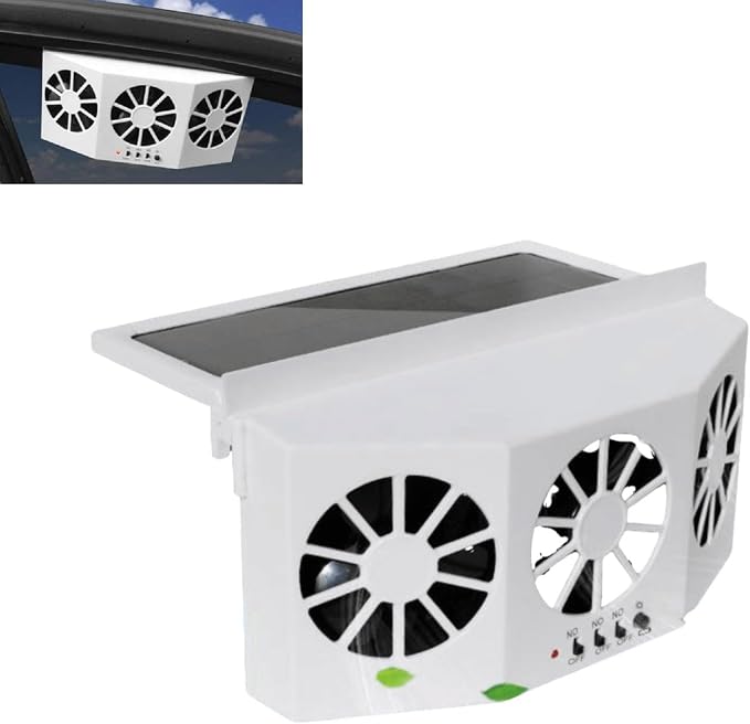 Solar Powered Car Window Exhaust Fan | 3 Fan Car Solar Power Air Vent Radiator by Supercap