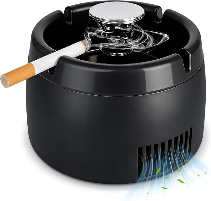 Smokeless Ashtray 2 in 1 Air Purifier Ashtray Smoke Removing Ash Tray Portable by Zanebow