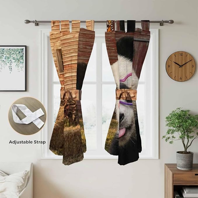Farm Panda Bathroom Curtains 63 Inch Length, Window Curtains Tab Top, Farmhouse - Image 5
