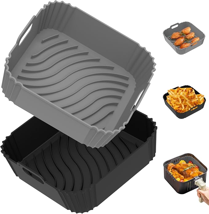 Redfly 2 Pack Silicone Air Fryer Liners, Square Reusable Non-Stick Basket by Redfly