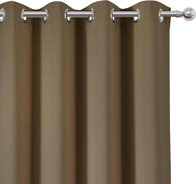 LEMOMO Brown Thermal Blackout Curtains/52 x 72 Inch/Set of 2 Panels Room Darkening Curtains for Bedroom