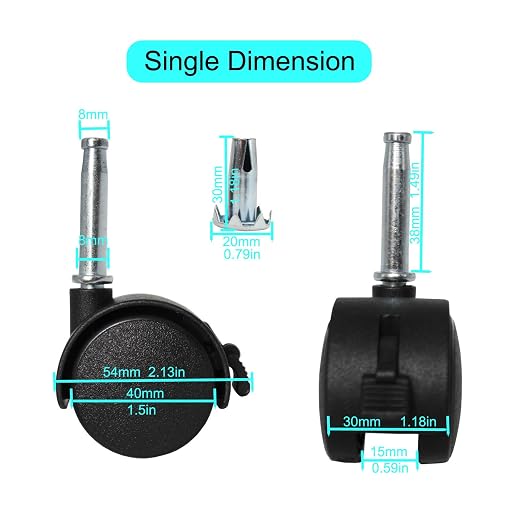 4pcs M8 Grip Neck Stem Caster Wheels 1.5 Inch Swivel Casters - Image 6