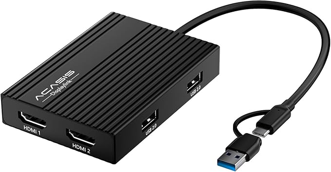 ACASIS USB C to Dual HDMI DisplayLink Adapter, 2 HDMI & 3 USB-A Ports, 100W PD by ACASIS