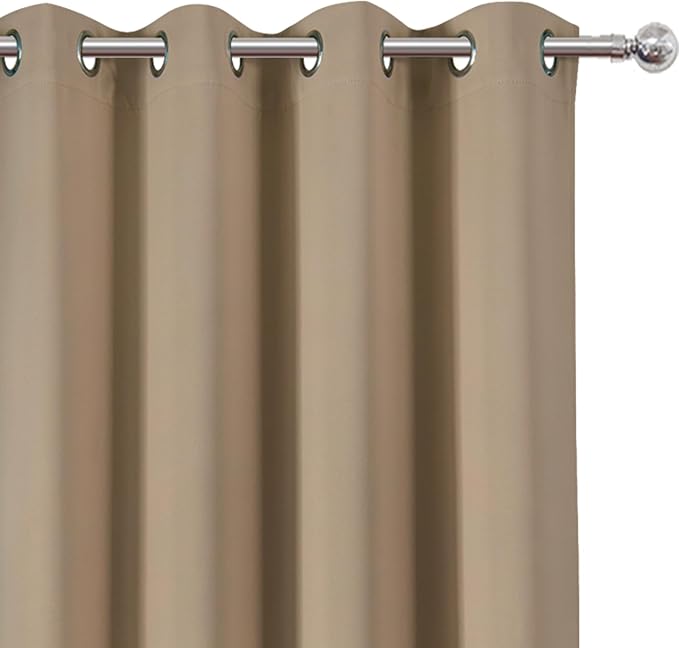 LEMOMO Natural Thermal Blackout Curtains/52 x 95 Inch/Set of 2 Panels Room Darkening Curtains for Bedroom