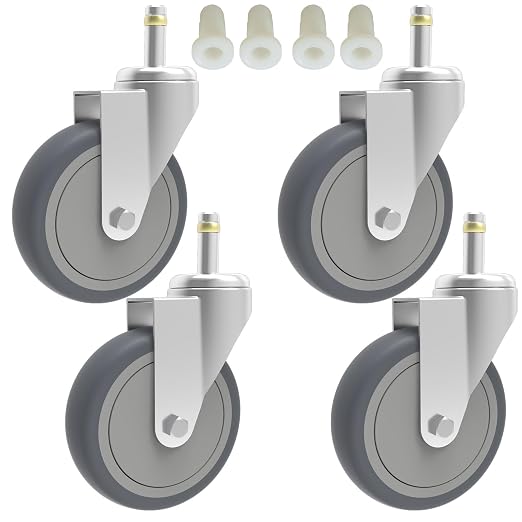 RILIDRI 5-Inch Swivel Caster Wheels, 7/16-Inch Stem Diameter Rubber Wheel by RILIDRI