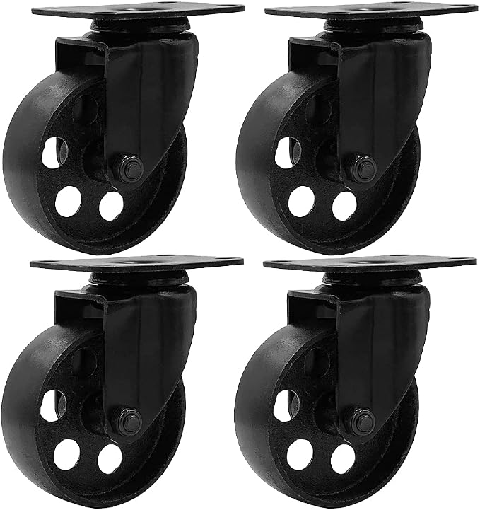 FactorDuty Set of 4 Metal Swivel Plate Caster Wheels by FactorDuty