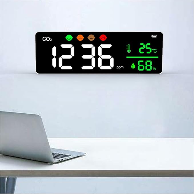 Wall Mount LED Screen Air Quality Monitor Detects CO2 Concentration Temperature - Image 8