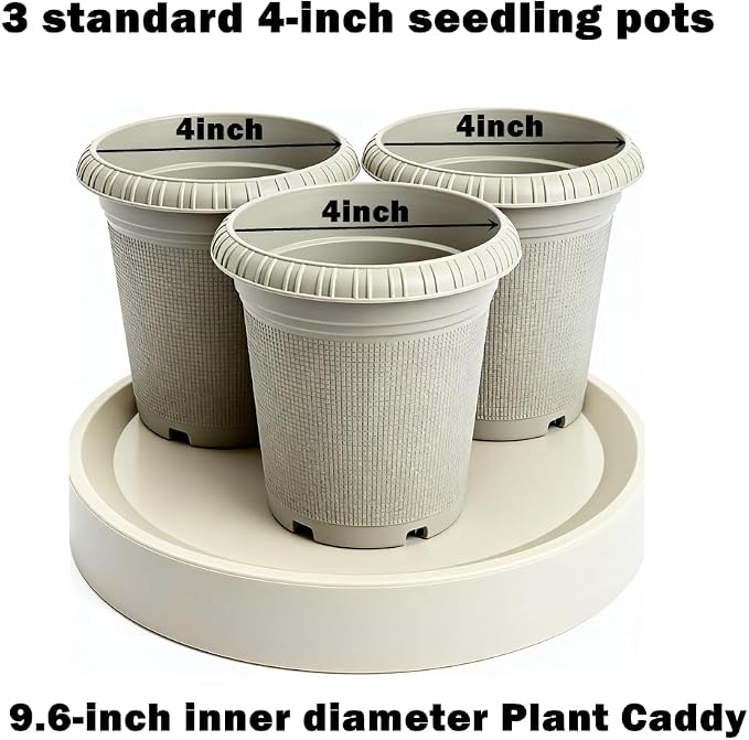 11.2 Inch Plant Caddy with Hidden Wheels, Round Rolling Plant Stand, Mobile Tray - Image 3