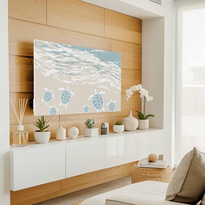 Oceans Beaches Sea Turtles Indoor TV Cover, Elastic TV Screen Protector - Image 2
