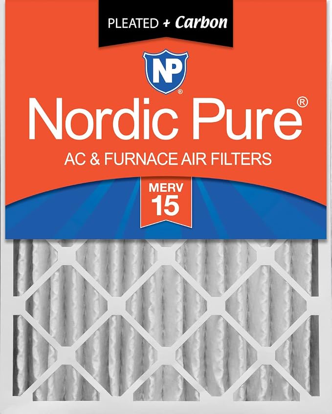 Nordic Pure 16x25x4 Pleated MERV 15 Plus Carbon Air Filter 1 Pack | Actual by NordicPure
