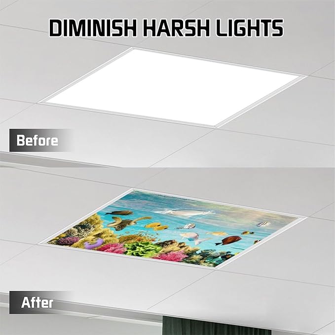 2PCS Fluorescent Light Covers for Classroom Ceiling Lights Magnetic Light Covers - Image 7