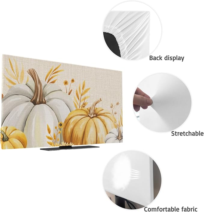 Thanksgiving Yellow Pumpkin Indoor TV Cover, Elastic TV Screen Protector Autumn - Image 7