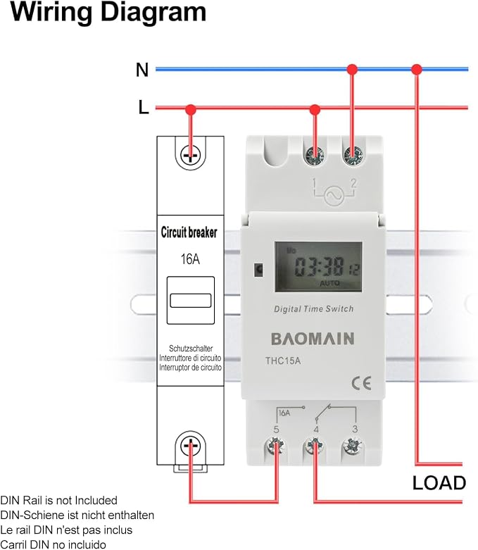 Baomain THC15A DC/AC 24V Digital LCD Power Programmable Timer Time Switch Relay - Image 3