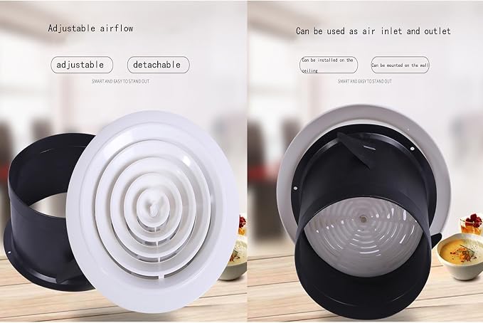 High-Efficiency Fresh Air System Accessories, 75mm Round Black and White ABS - Image 4