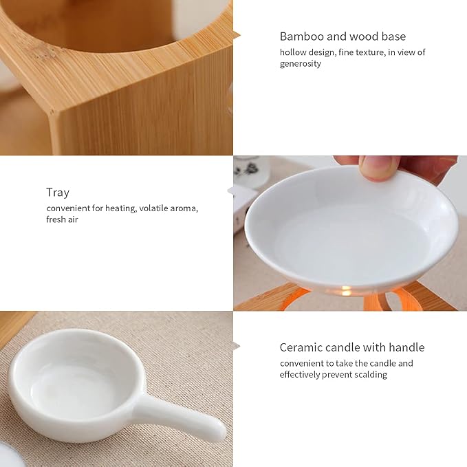 Wooden Essential Oil Burner, Aromatherapy Burner Oil Warmer Diffuser, WaxMelt - Image 3