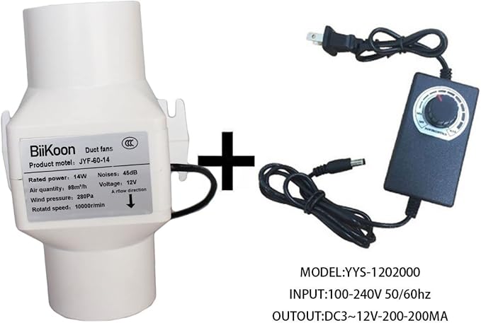 Small Inline Duct Fan 12V 2.36 Inch 60Mm Ventilation Exhaust Booster 14W 58 Cfm - Image 5