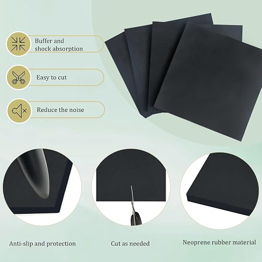 4 Pieces Anti Vibration Pads 1/4 in Thick X 4 in X 4 in, Neoprene Rubber Pads - Image 4