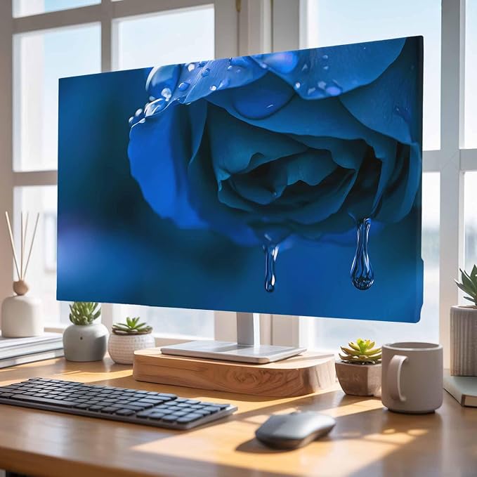 Watercolor Blue Rose Indoor TV Cover, Elastic TV Screen Protector Minimalist - Image 5