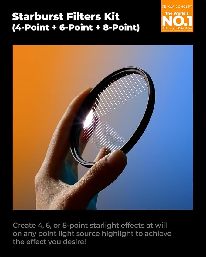K&F CONCEPT 77mm Star Filters Kit 4 Points 6 Points 8 Points Cross Screen - Image 2