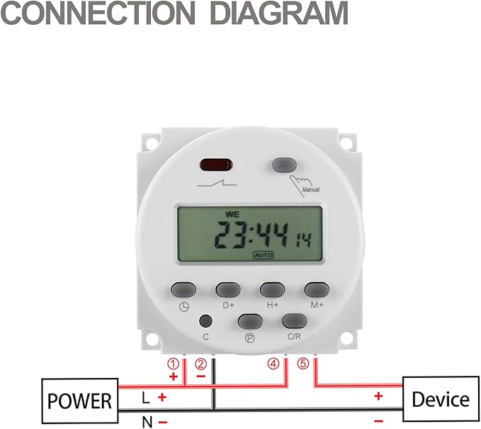 Baomain Time Switch Relay, Digital LCD Programmable Timer, 110V AC Input - Image 5