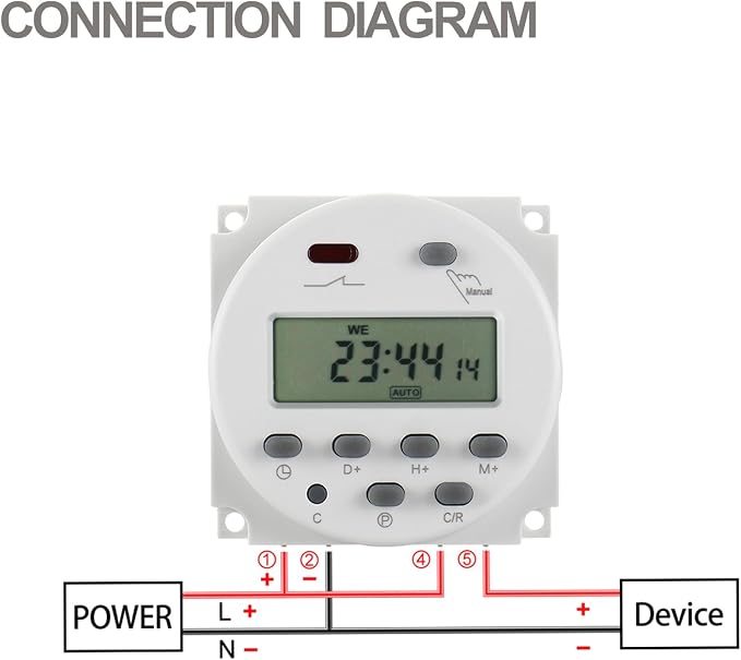 Baomain Time Switch Relay, Digital LCD Programmable Timer, 110V AC Input - Image 5