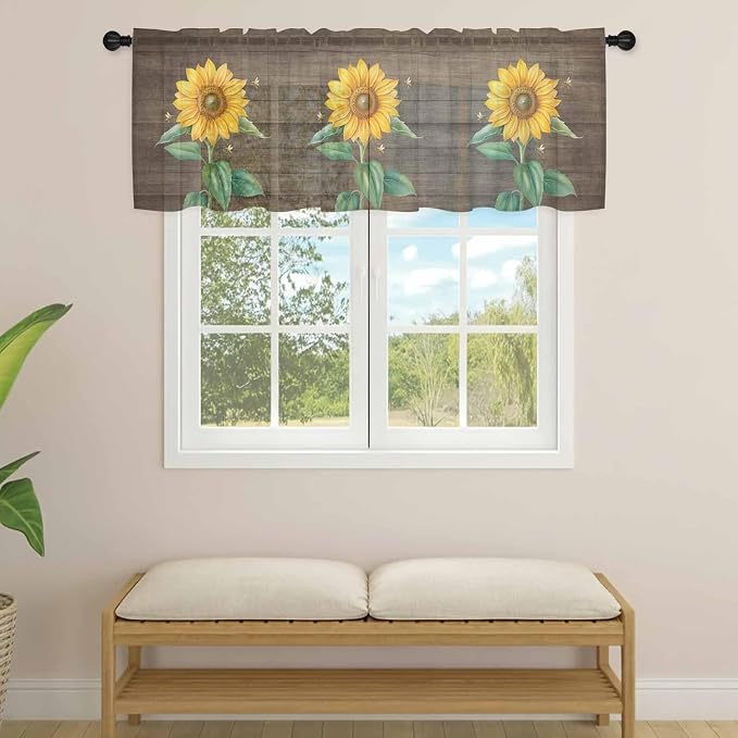 Summer Sunflower Sheer Valance Curtains - Image 4