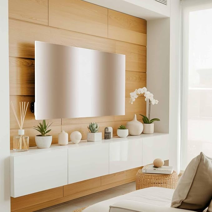 Modern Khaki White Ombre Indoor TV Cover, Elastic TV Screen Protector - Image 2
