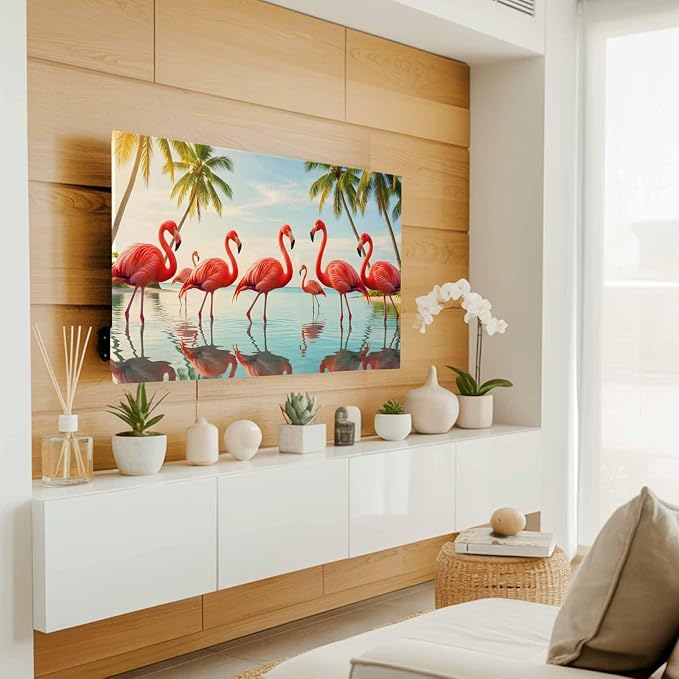 Summer Tropical Pink Flamingos Indoor TV Cover, Elastic TV Screen Protector - Image 2