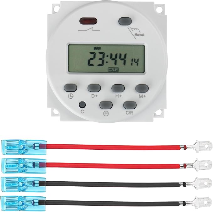 Baomain Time Switch Relay with 4 x Terminal Cable, Digital LCD Programmable by Baomain