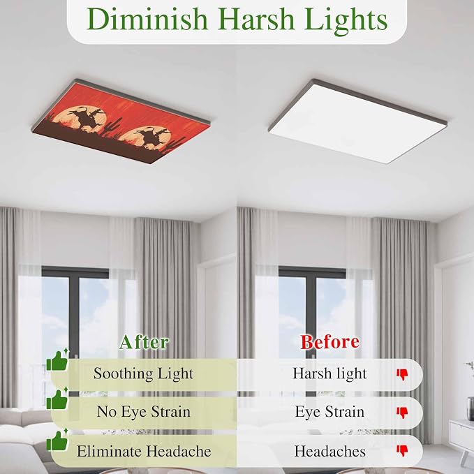 Fluorescent Light Covers for Drop Ceiling Western Cowboys Horse Riding on Red - Image 6