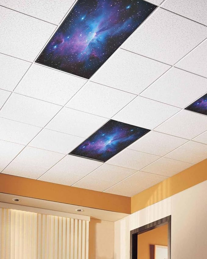 Yukro 1 Pack Starry Sky Fluorescent Light Covers Dark Blue and Purple Space - Image 2