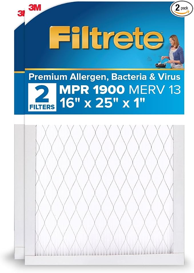 Filtrete 16x25x1 AC Furnace Air Filter, MERV 13, MPR 1900, Premium Allergen by Filtrete