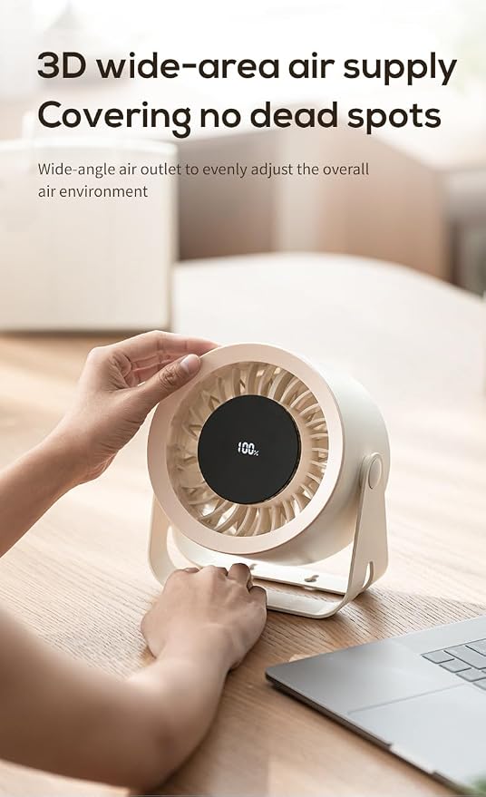 LED screen rechargeable desk fan, silent desktop air purifier - Image 4