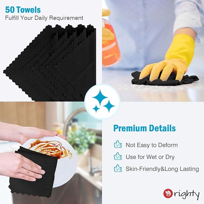 Orighty Microfiber Cleaning Cloth Bulk, 50 Pack Shop Towels, Reusable Cleaning - Image 5