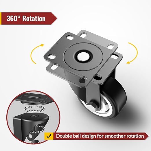 3 inch Swivel Caster Wheels, Heavy Duty Plate Casters - Image 8
