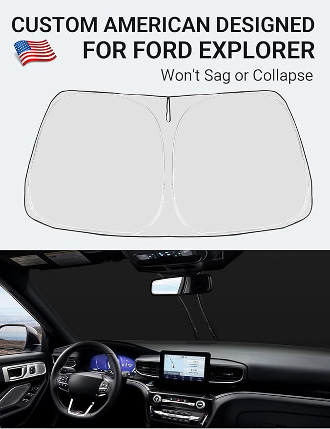 Proadsy 2026 Upgrade Windshield Sun Shade Custom Fit Ford Explorer 2020-2025 - Image 2