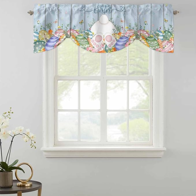 Spring Easter Tie Up Valance Curtains - Image 2