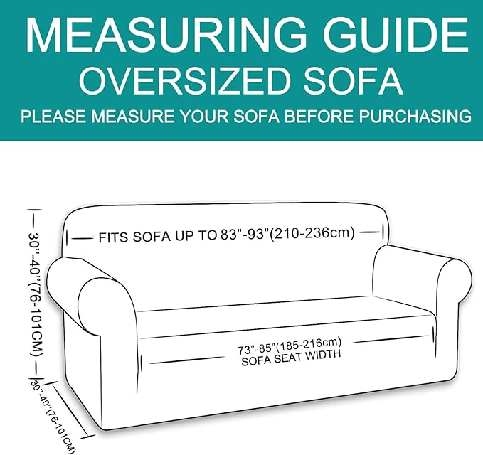 U-NICE HOME Stretch Couch Cover Sofa Cover Sofa Slipcover Furniture Protector for 4 Cushion Couch Sofa Pet Friendly(Oversized Sofa, Grey)