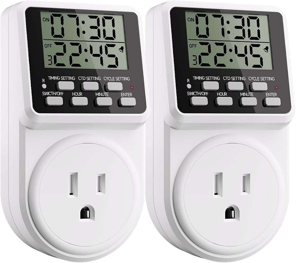 Techbee Indoor Digital Infinite Repeat Cycle Intermittent Outlet Timer Plug 24 by Techbee