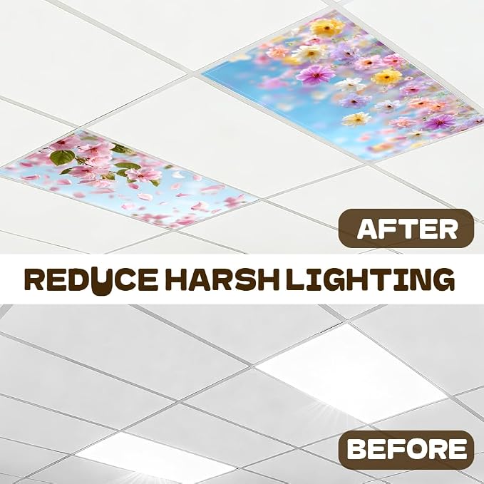 Fluorescent Light Covers-2 Pack 4 x 2 Feet Magnetic Ceiling Light Cover Room - Image 2