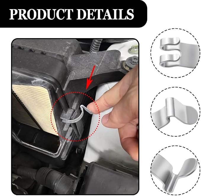 4PCS Silver Metal Air Filter Clips, Automotive Clips, Car Air Filter Cleaner - Image 3
