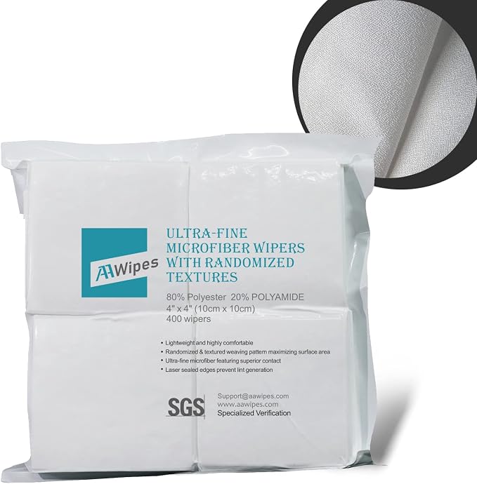 AAwipes Cleanroom Microfiber Wipes Mixed Weave Superfine 4"X4“ Lint Free Cloths - Image 2
