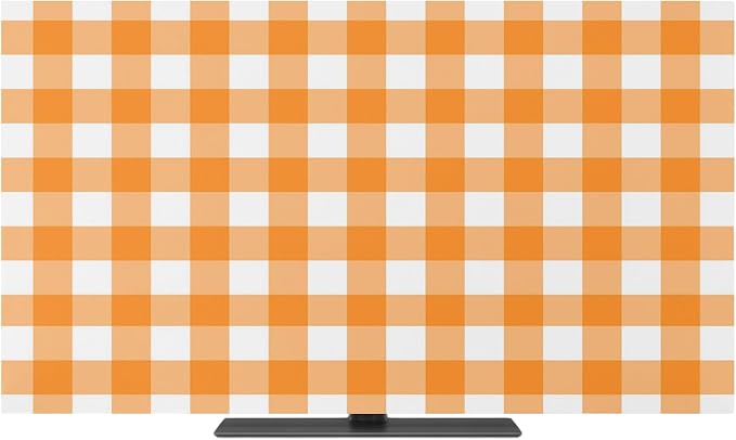 Orange White Buffalo Checker Indoor TV Cover, Elastic TV Screen Protector by Unknown