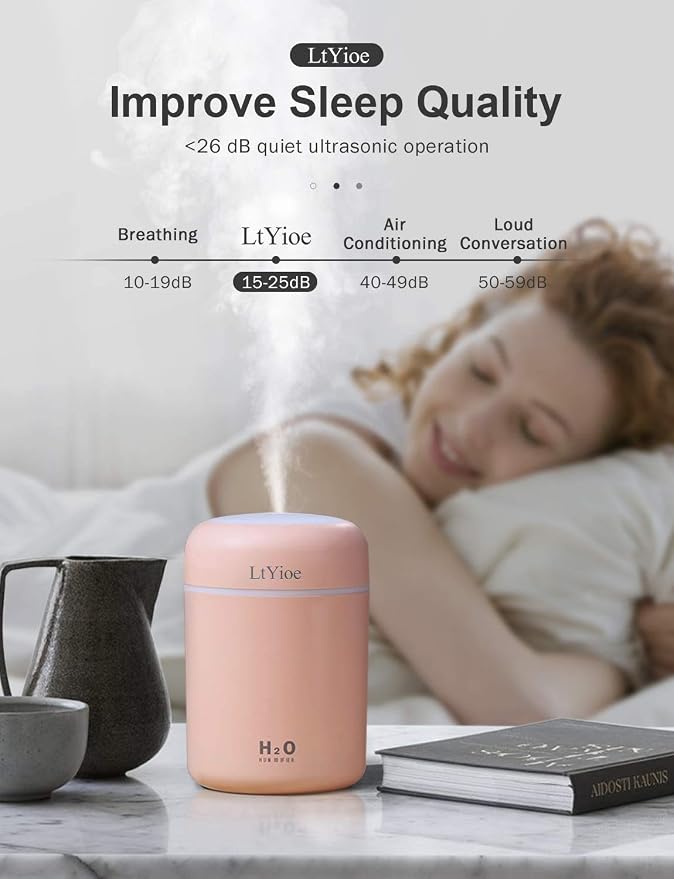 LtYioe Colorful Cool Mini Humidifier, USB Personal Desktop Humidifier - Image 5