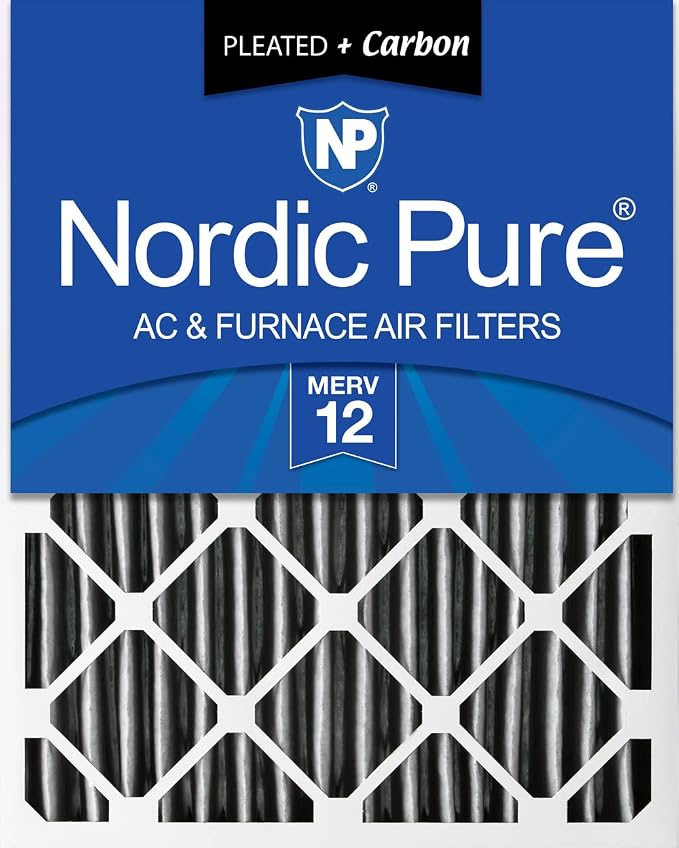 Nordic Pure 20x20x4 Pleated Air Filter MERV 12 Pleated + Carbon 1 Pack by NordicPure