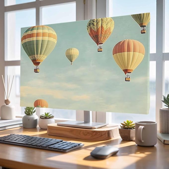 Indoor TV Cover for 55 Inche Screen, Retro Style Hot Air Balloon Stretch TV - Image 4